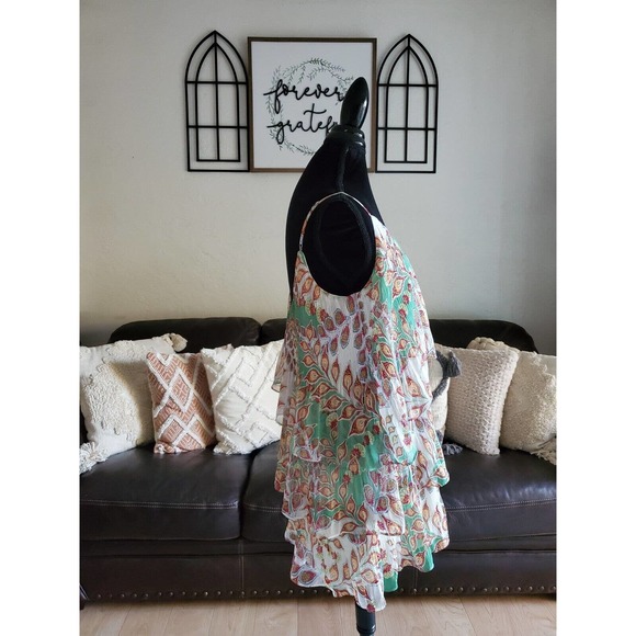 Adelyn Rae Flowy Layered Mini Dress Adjustable Straps Women's Sz M Boho Chic NWT - Picture 9 of 11